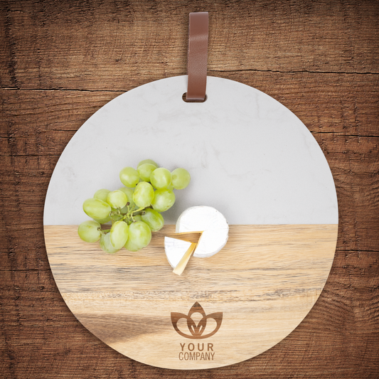 Round Wood & Marble Cutting Board